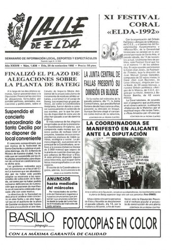 N&uacute;mero 1.838 - 20 de noviembre de 1992