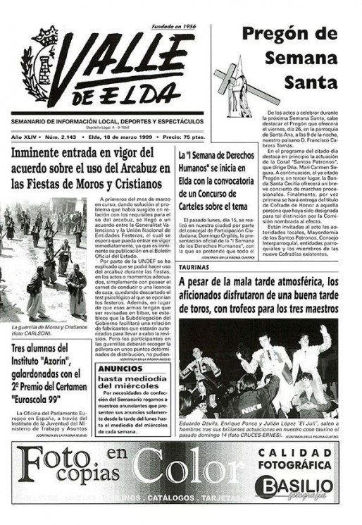 N&uacute;mero 2.143<span>18 de marzo de 1999</span>