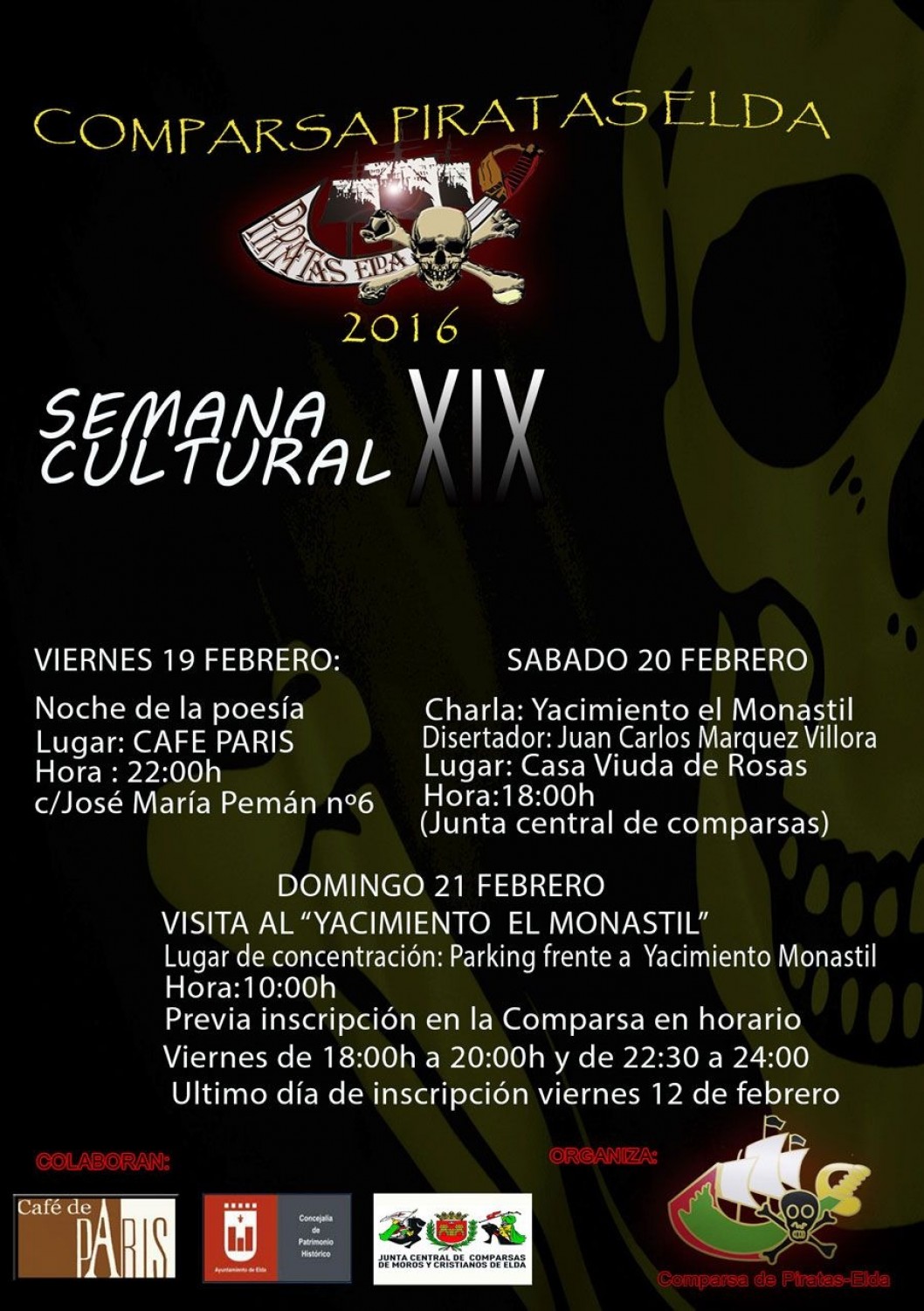 La comparsa Piratas celebrará su 19º semana cultural en febrero La comparsa Piratas celebrará su 19º semana cultural en febrero