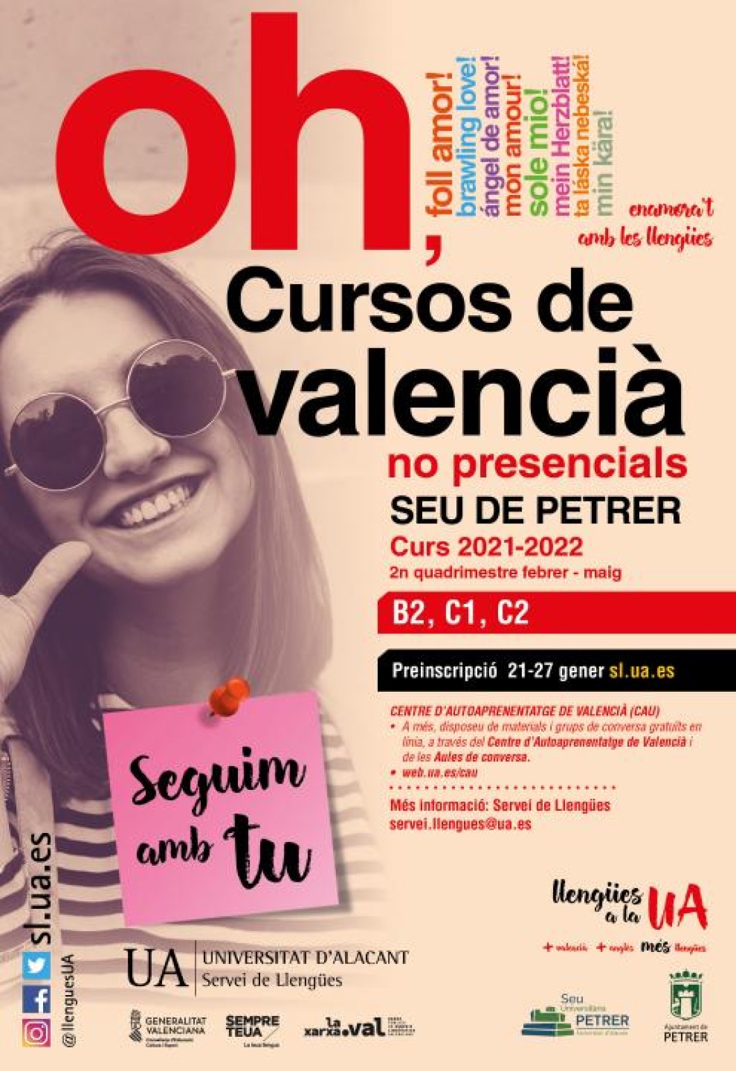 Formación: "Cursos de valenciano niveles B2, B1 y C2" Formación: "Cursos de valenciano niveles B2, B1 y C2"
