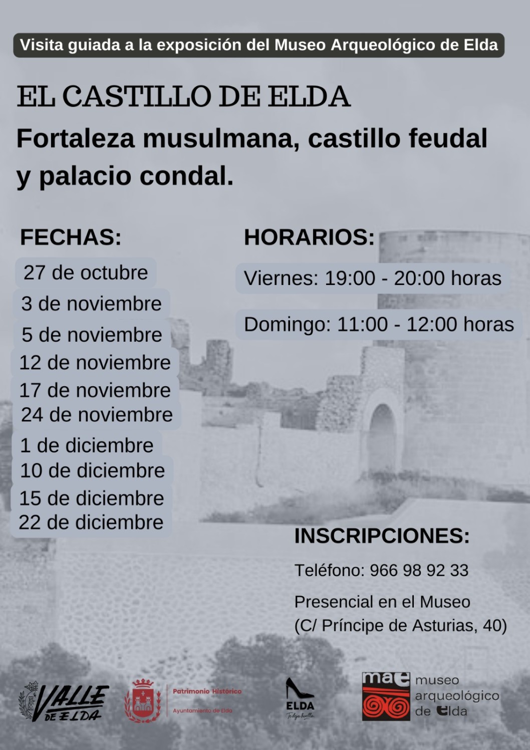 Visitas guiadas al Castillo de Elda Visitas guiadas al Castillo de Elda