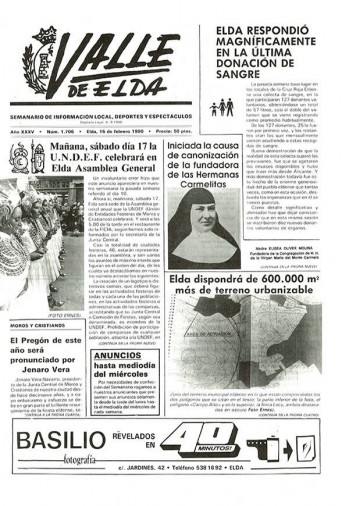 N&uacute;mero 1.706 - 16 de febrero de 1990