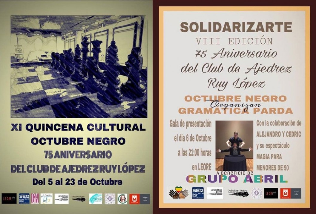 Ajedrez, libros, cine, solidaridad… La nueva Quincena de Octubre Negro Ajedrez, libros, cine, solidaridad… La nueva Quincena de Octubre Negro