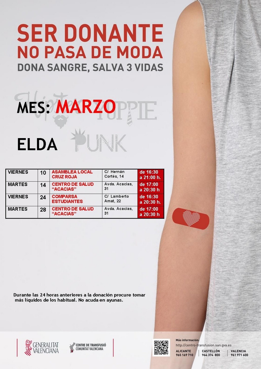 El Centro de Transfusiones anuncia las donaciones en Elda en el mes de marzo El Centro de Transfusiones anuncia las donaciones en Elda en el mes de marzo