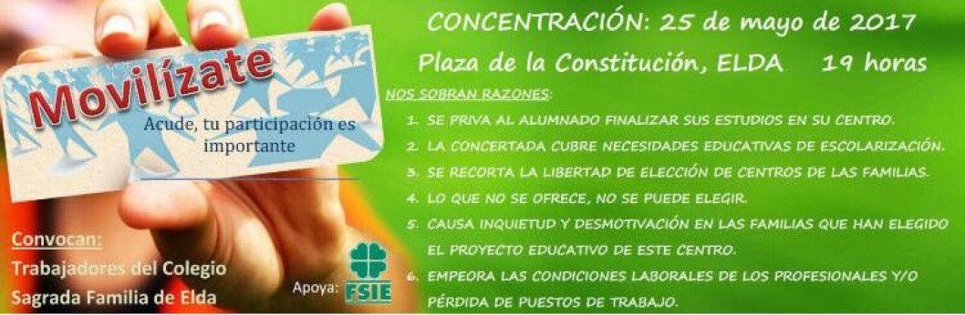 Concentración contra el cierre de una línea de bachillerato en Sagrada Familia Concentración contra el cierre de una línea de bachillerato en Sagrada Familia