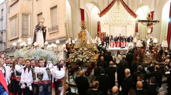 Los Santos Patronos y San Ant&oacute;n se reunir&aacute;n por primera vez en el Altar Mayor entre salvas de arcabucer&iacute;a