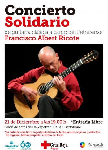 Concierto solidario del guitarrista petrerense Francisco Albert a beneficio de Cruz Roja 