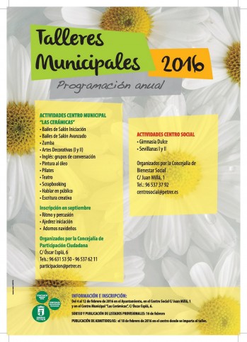 Petrer organiza 18 talleres de ocio y tiempo libre a trav&eacute;s de la Concejal&iacute;a de Participaci&oacute;n Ciudadana