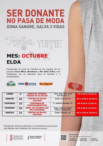 Donaci&oacute;n de sangre en octubre en Elda
