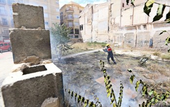 Unos petardos provocan incendios en dos solares de Elda
