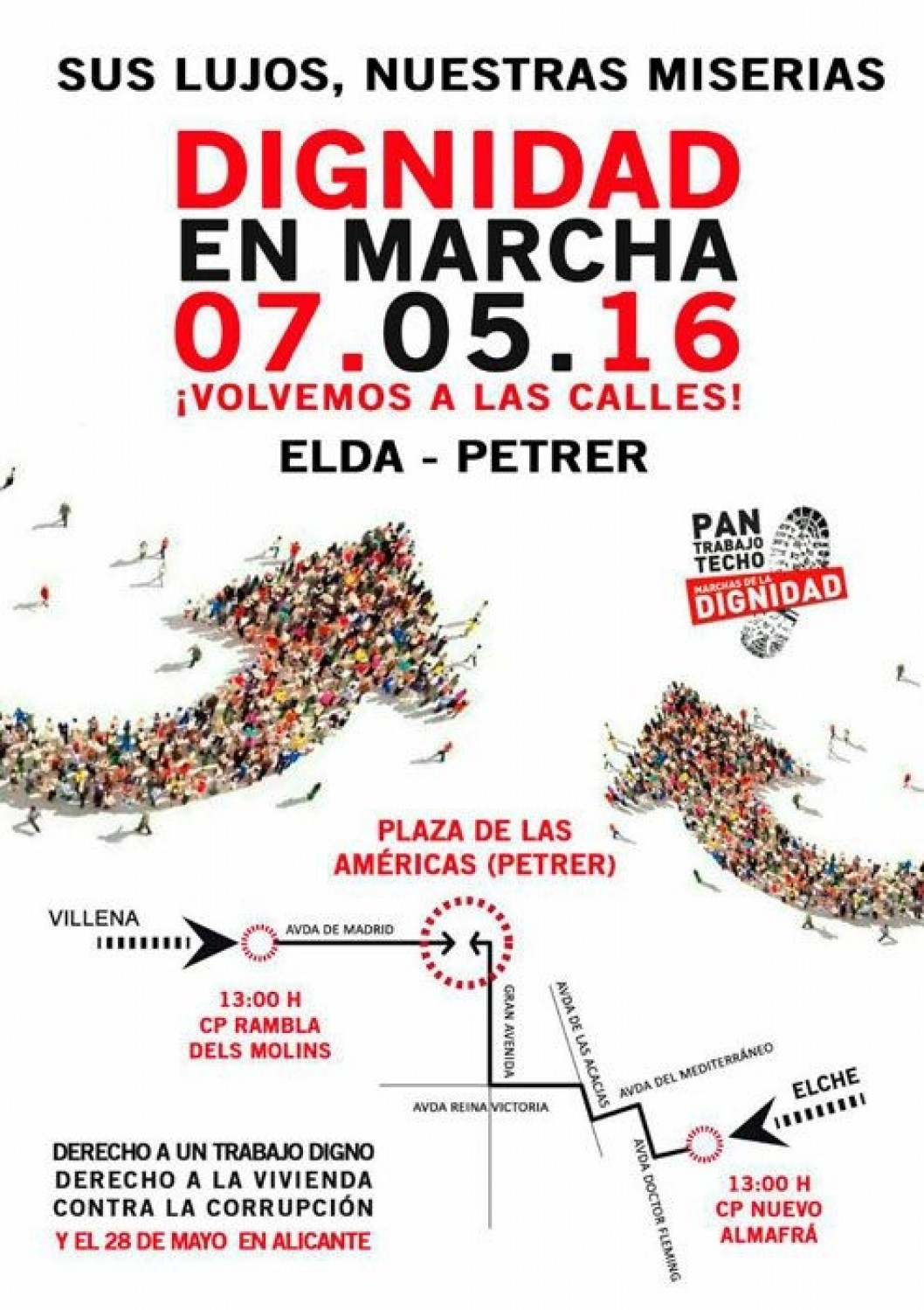 Petrer acogerá la Marcha de la Dignidad para reclamar salarios dignos y el derecho a la renta básica Petrer acogerá la Marcha de la Dignidad para reclamar salarios dignos y el derecho a la renta básica