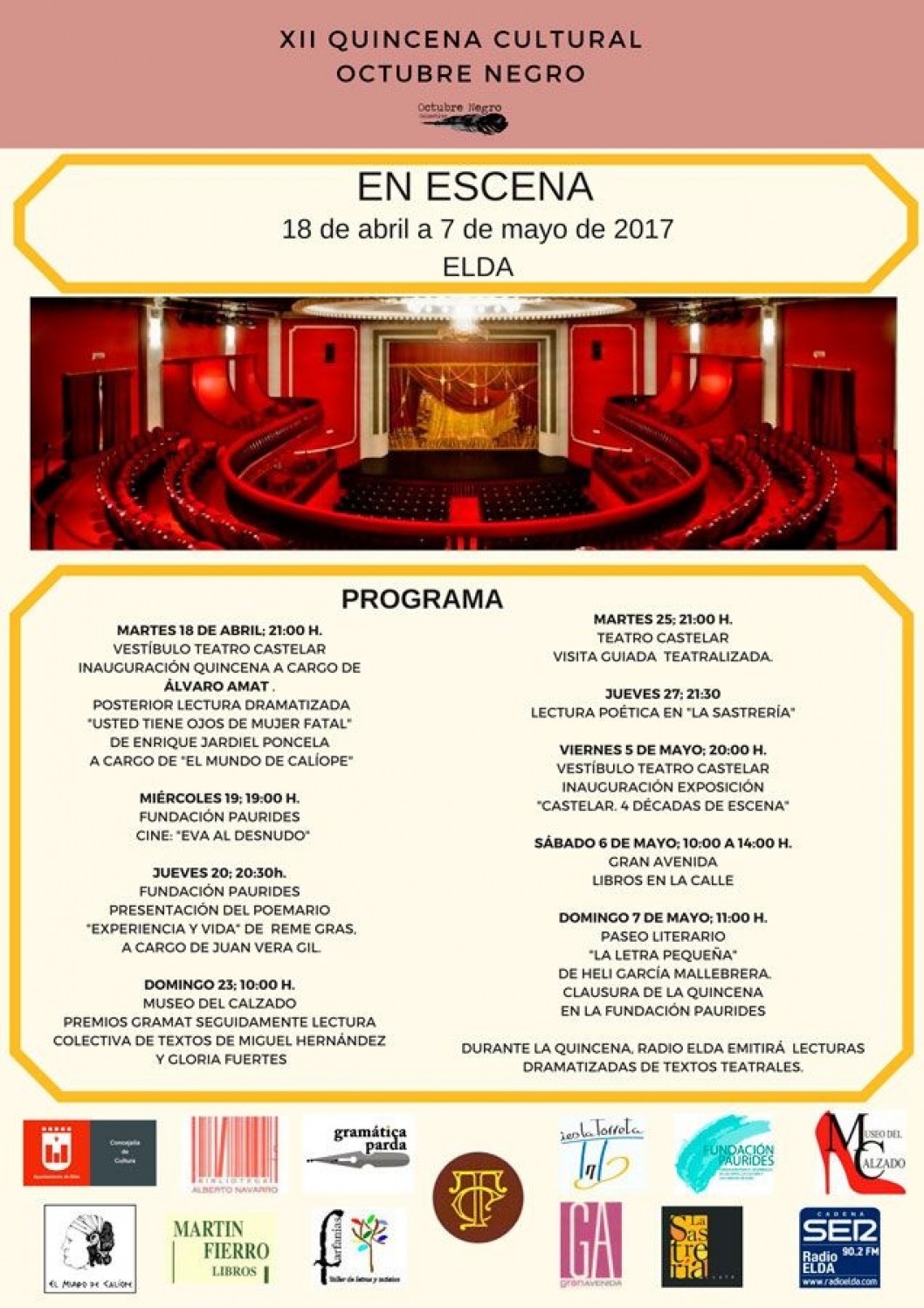 Octubre Negro presenta la 12ª Quincena Cultural "En Escena" Octubre Negro presenta la 12ª Quincena Cultural "En Escena"
