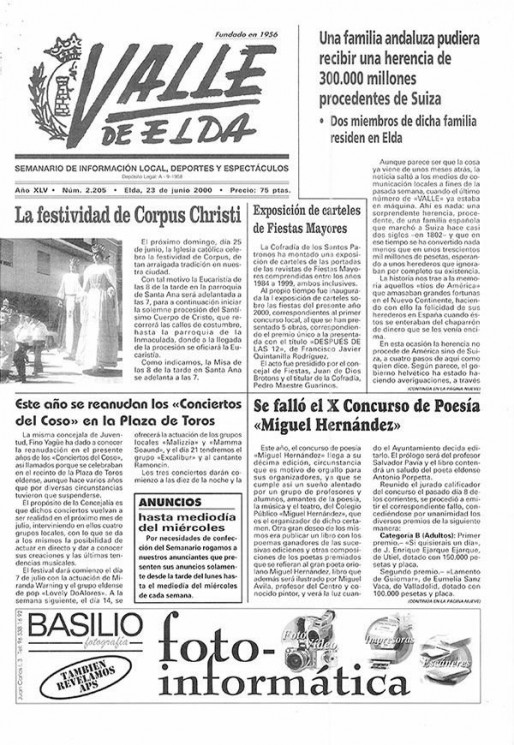 N&uacute;mero 2.205<span>23 de junio de 2000</span>