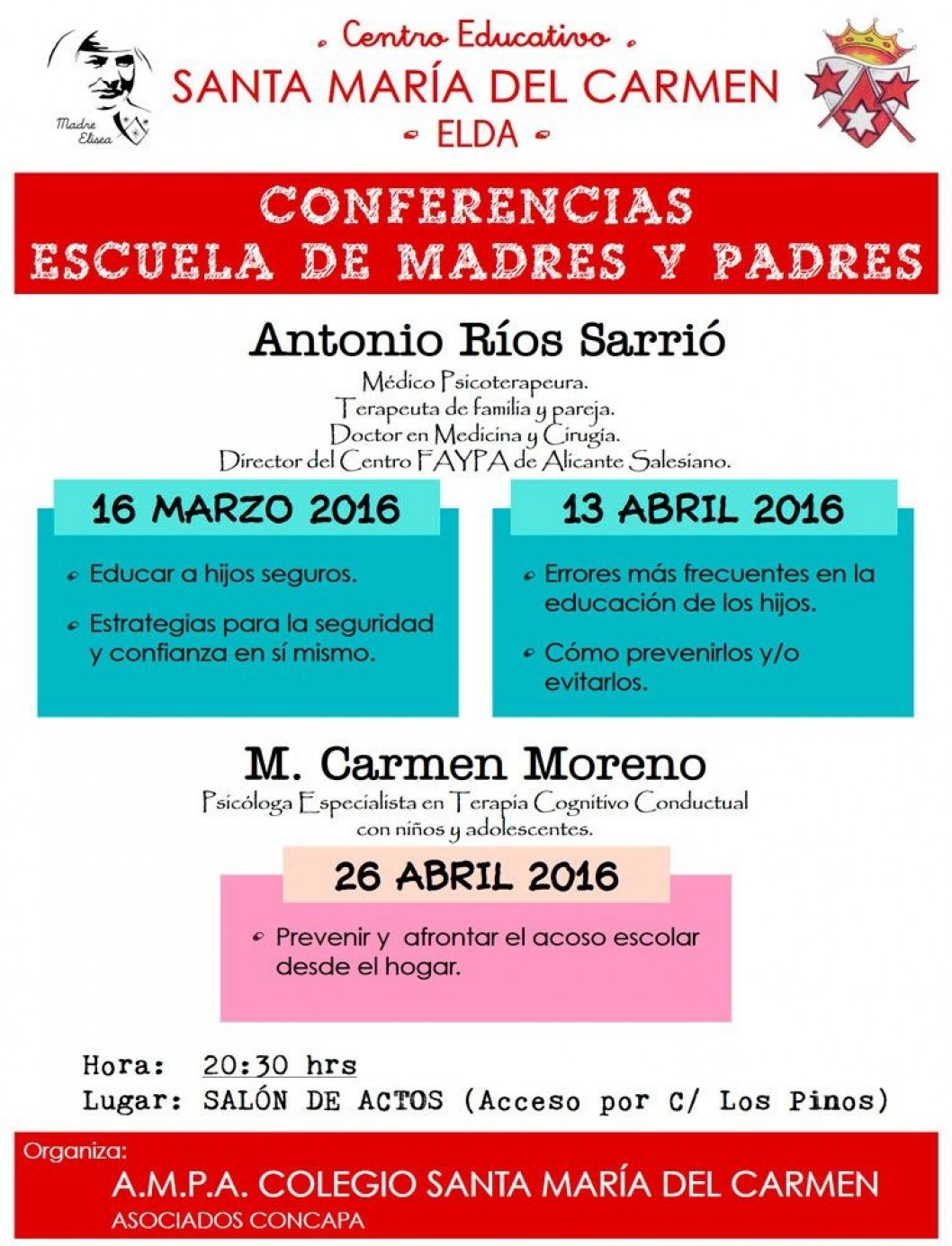 El AMPA del colegio de Las Carmelitas organiza el ciclo "Escuela de madres y padres" El AMPA del colegio de Las Carmelitas organiza el ciclo "Escuela de madres y padres"