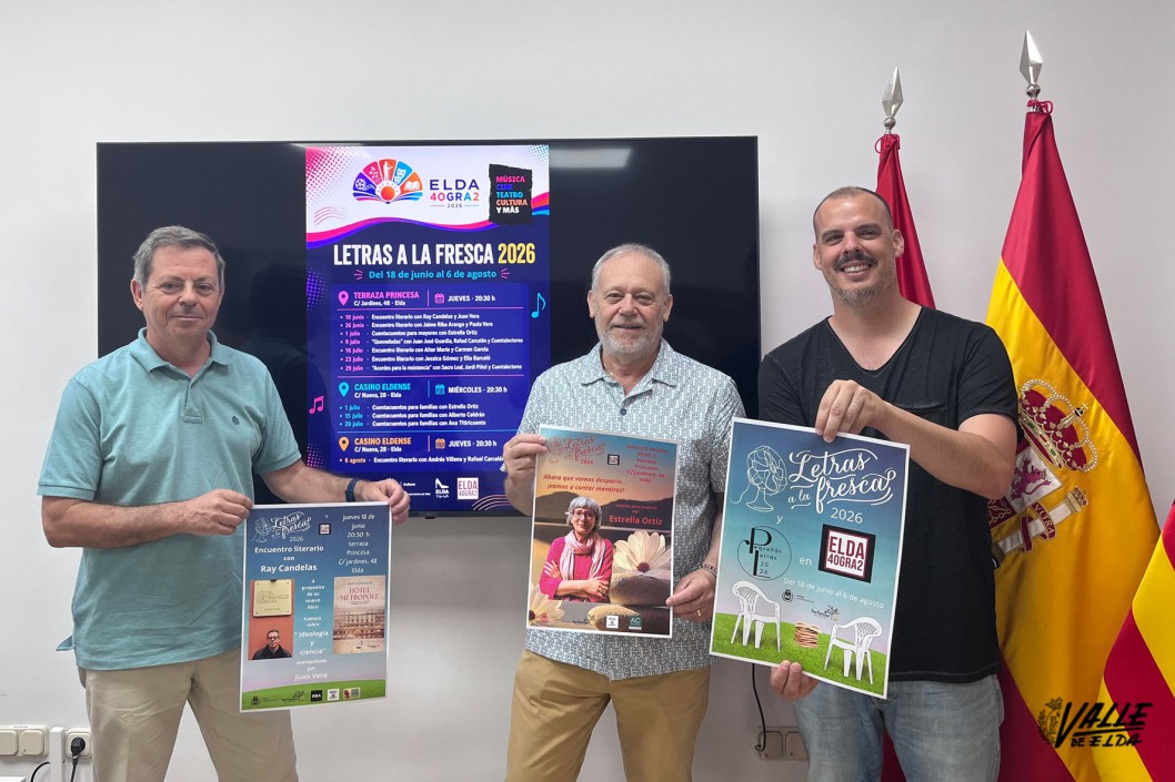 Ray Candelas, Jessica G&oacute;mez y Andr&eacute;s Villena en una nueva edici&oacute;n de "Letras a la fresca"