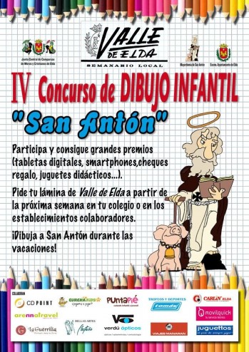 Las l&aacute;minas del Concurso de Dibujo Infantil sobre San Ant&oacute;n de Valle de Elda ya en los establecimientos patrocinadores