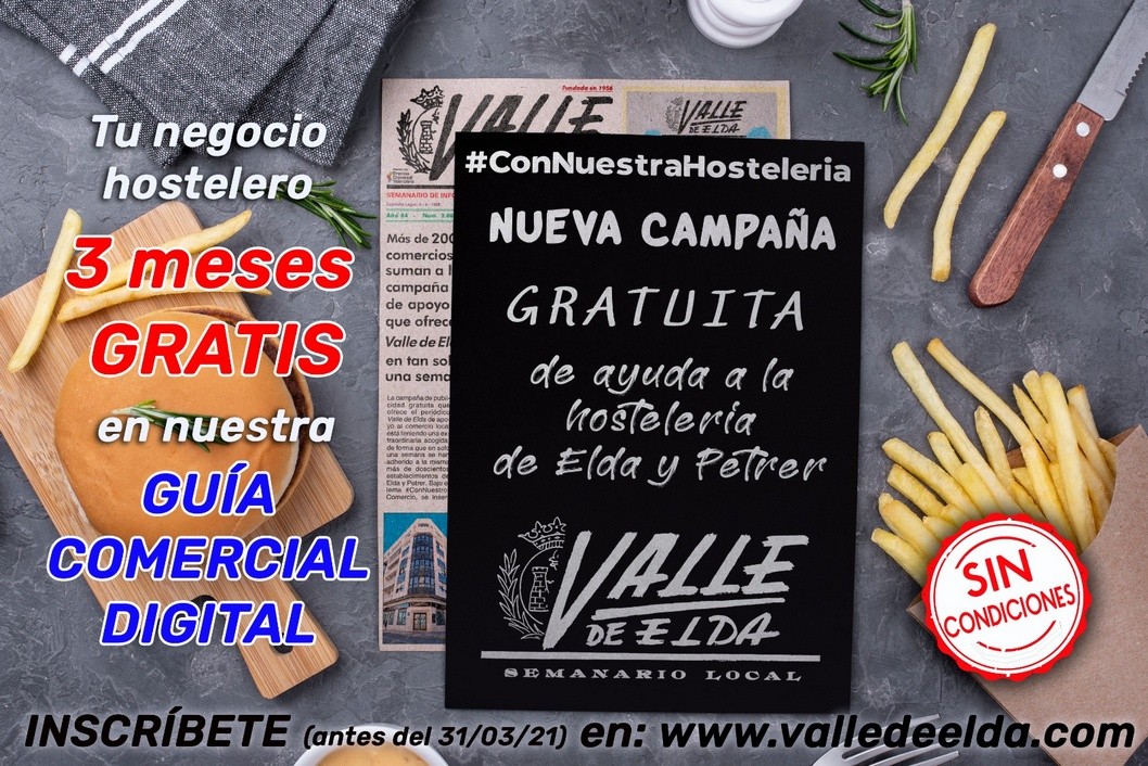 Valle de Elda promueve una campaña de publicidad gratuita para apoyar la hostelería Valle de Elda promueve una campaña de publicidad gratuita para apoyar la hostelería