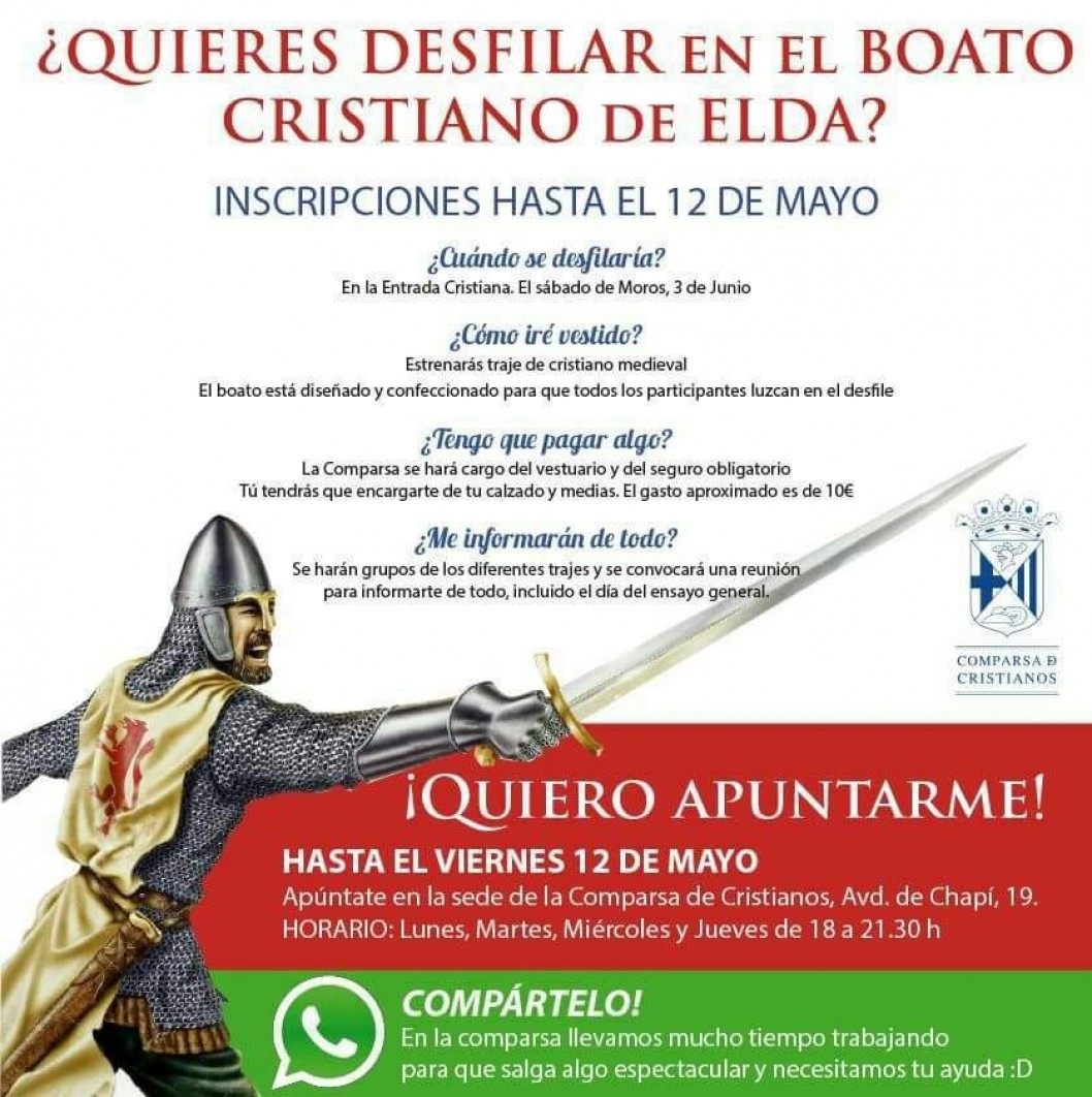 La comparsa Cristianos busca personas para participar en su boato La comparsa Cristianos busca personas para participar en su boato