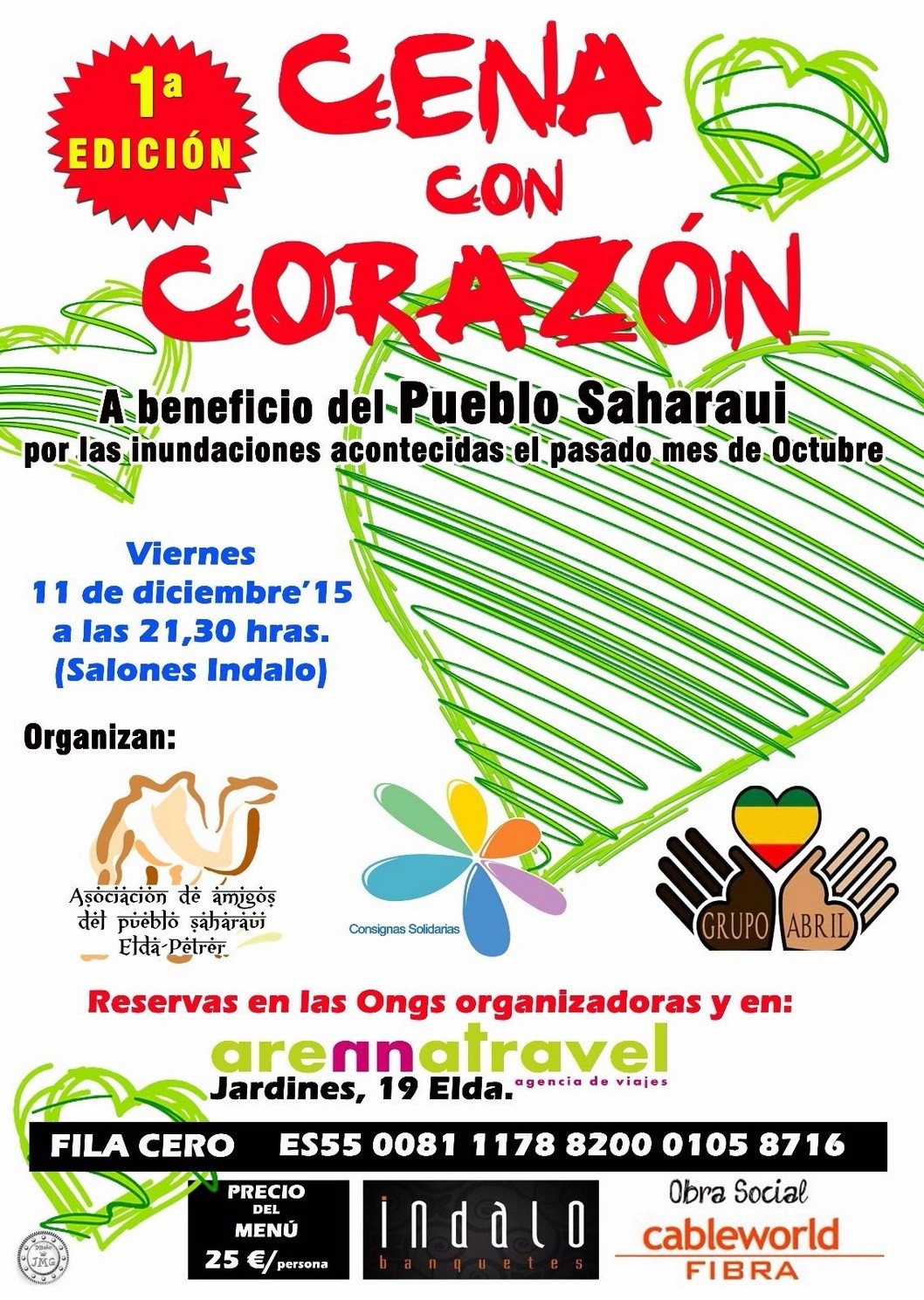"Cena con Corazón" en beneficio al pueblo saharaui "Cena con Corazón" en beneficio al pueblo saharaui