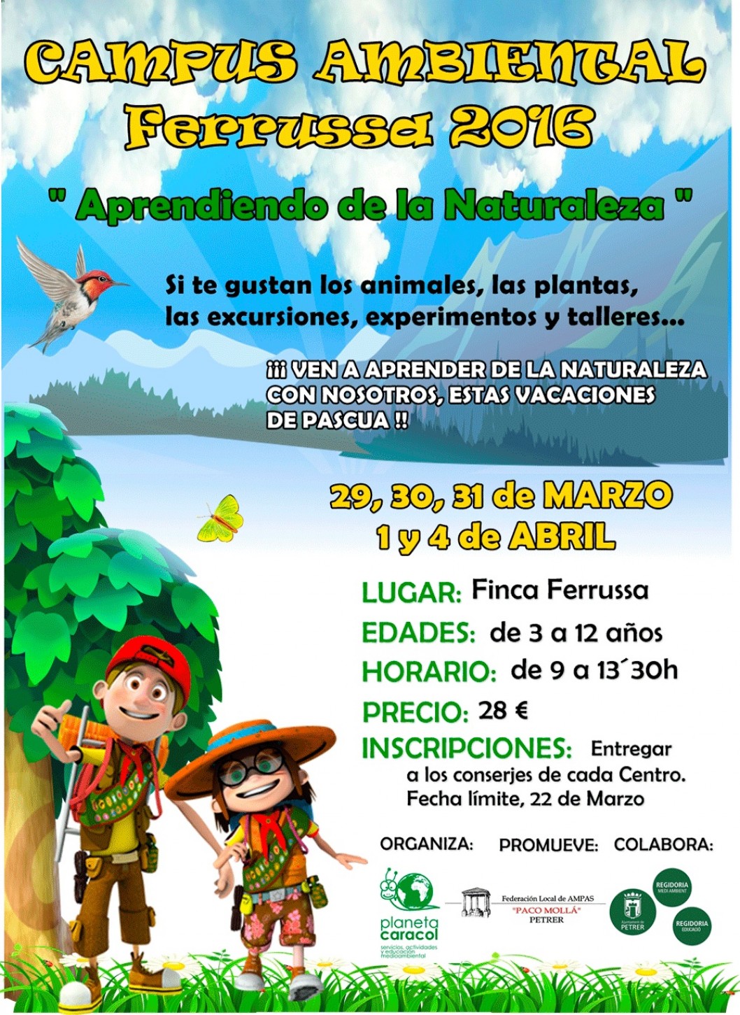 Petrer realizará un Campus Ambiental en Ferrusa durante las fiestas de Semana Santa Petrer realizará un Campus Ambiental en Ferrusa durante las fiestas de Semana Santa