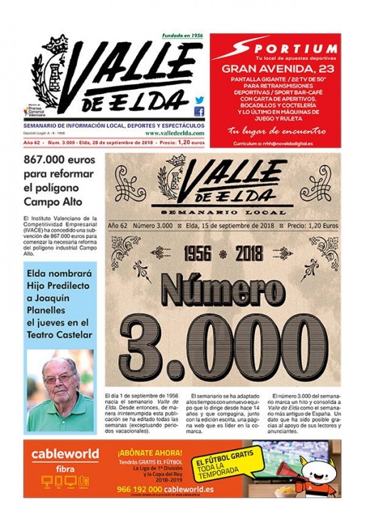 N&uacute;mero 3.000<span>28 de septiembre de 2018</span>