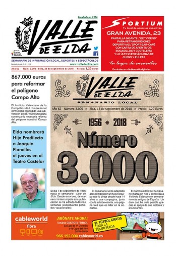 N&uacute;mero 3.000 - 28 de septiembre de 2018