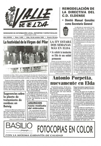 N&uacute;mero 1.833 - 16 de octubre de 1992