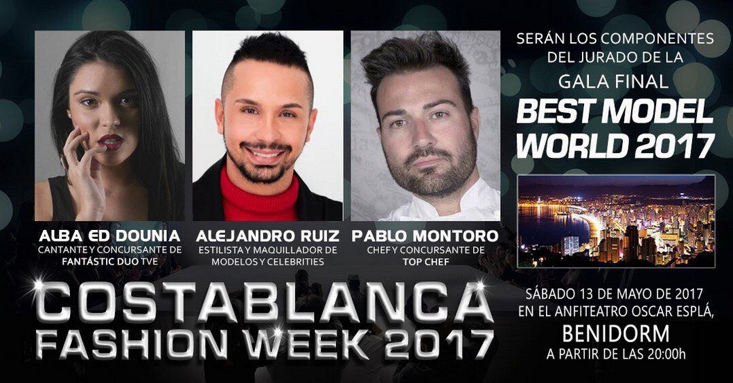 Los eldenses Pablo Montoro, Alba Ed Dounia y Alejandro Ruiz, jurado del Best Model World 2017 Los eldenses Pablo Montoro, Alba Ed Dounia y Alejandro Ruiz, jurado del Best Model World 2017