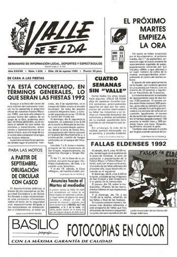N&uacute;mero 1.826 - 28 de agosto de 1992