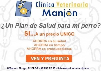 Cl&iacute;nica Veterinaria Manj&oacute;n ofrece un plan de salud para perros