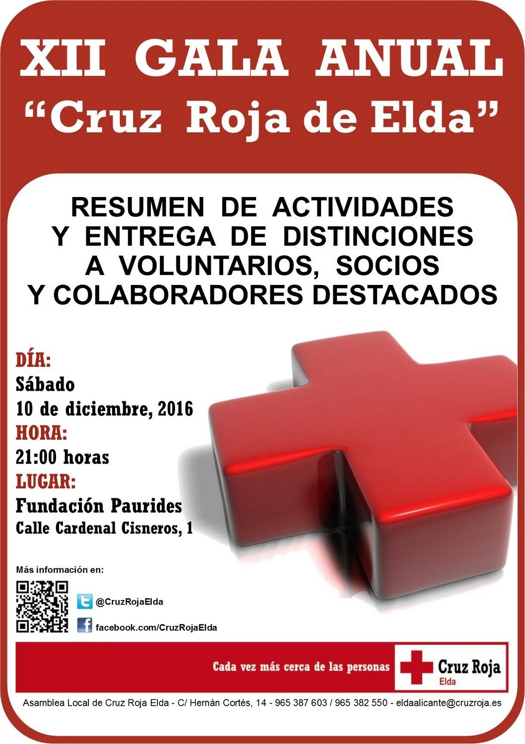 Cruz Roja premia la solidaridad eldense en su 12ª Gala Anual Cruz Roja premia la solidaridad eldense en su 12ª Gala Anual