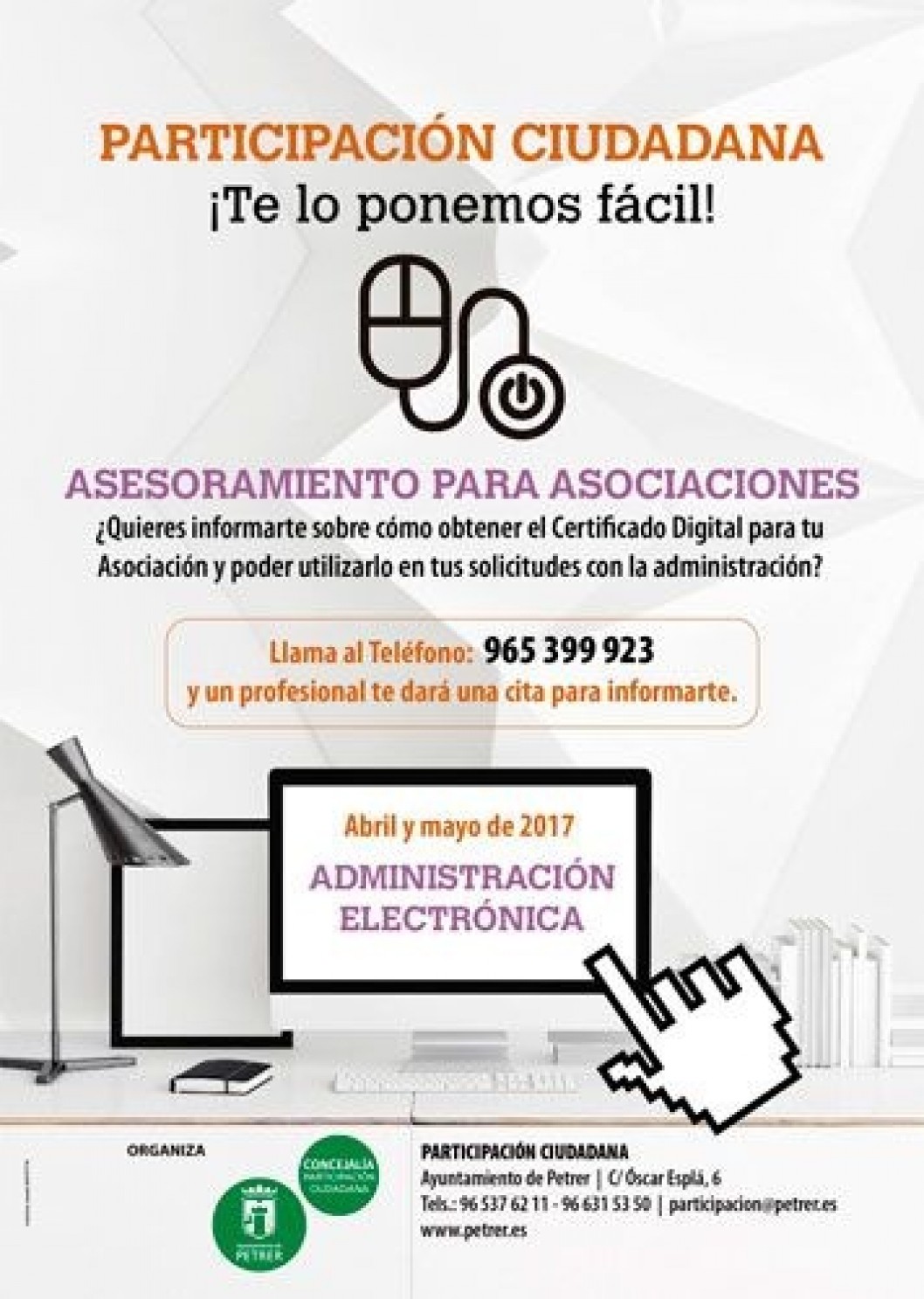 Petrer dará un curso a las asociaciones sobre administración electrónica Petrer dará un curso a las asociaciones sobre administración electrónica