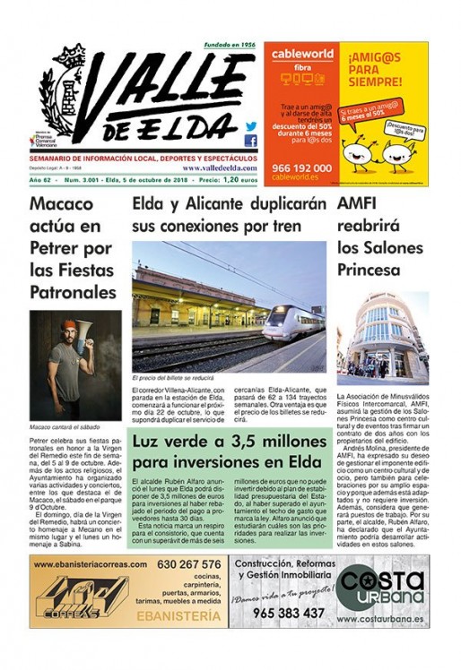 N&uacute;mero 3.001<span>5 de octubre de 2018</span>